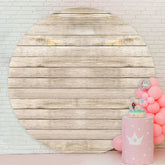 Aperturee - Custom Round Log Color Wooden Birthday Backdrop